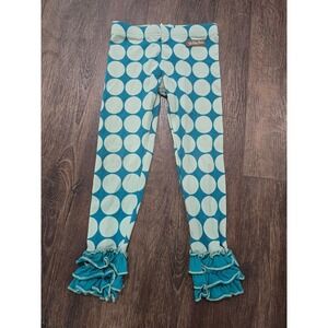 Matilda Jane Girls Teal Polka Dot Ruffle Hem Leggings Size 4